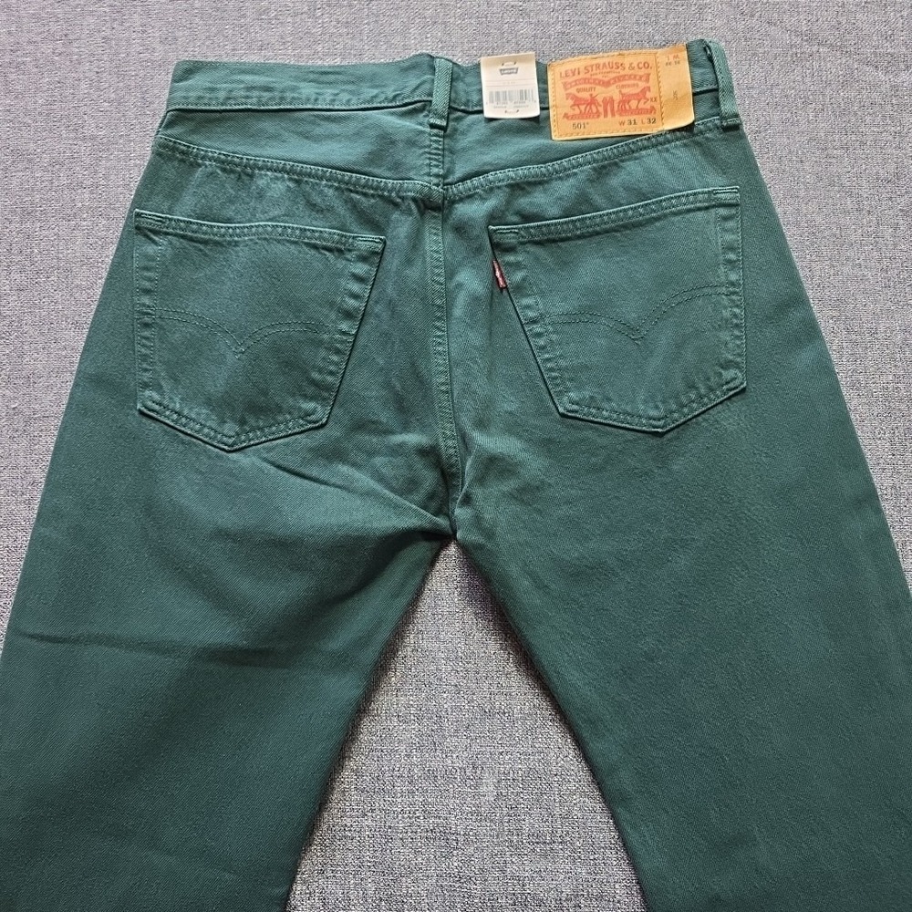 Levis 501 Original Fit Jeans Green 31x32 Straight Leg Button Fly Mens NWT - Picture 7 of 13